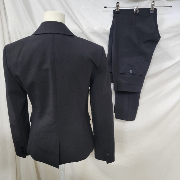 Theory Black Gabe B Jacket Virgin Wool Pant Suit Sz 2 - Picture 9 of 12